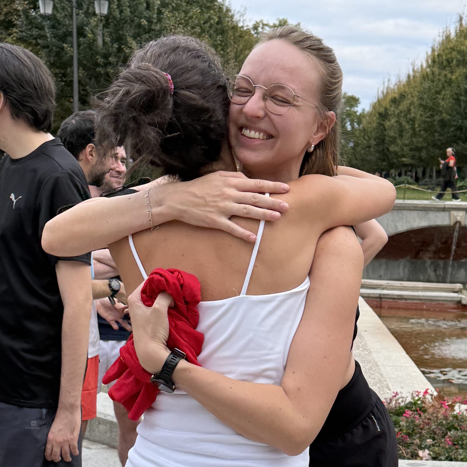 Friends from the community spending time together after moving